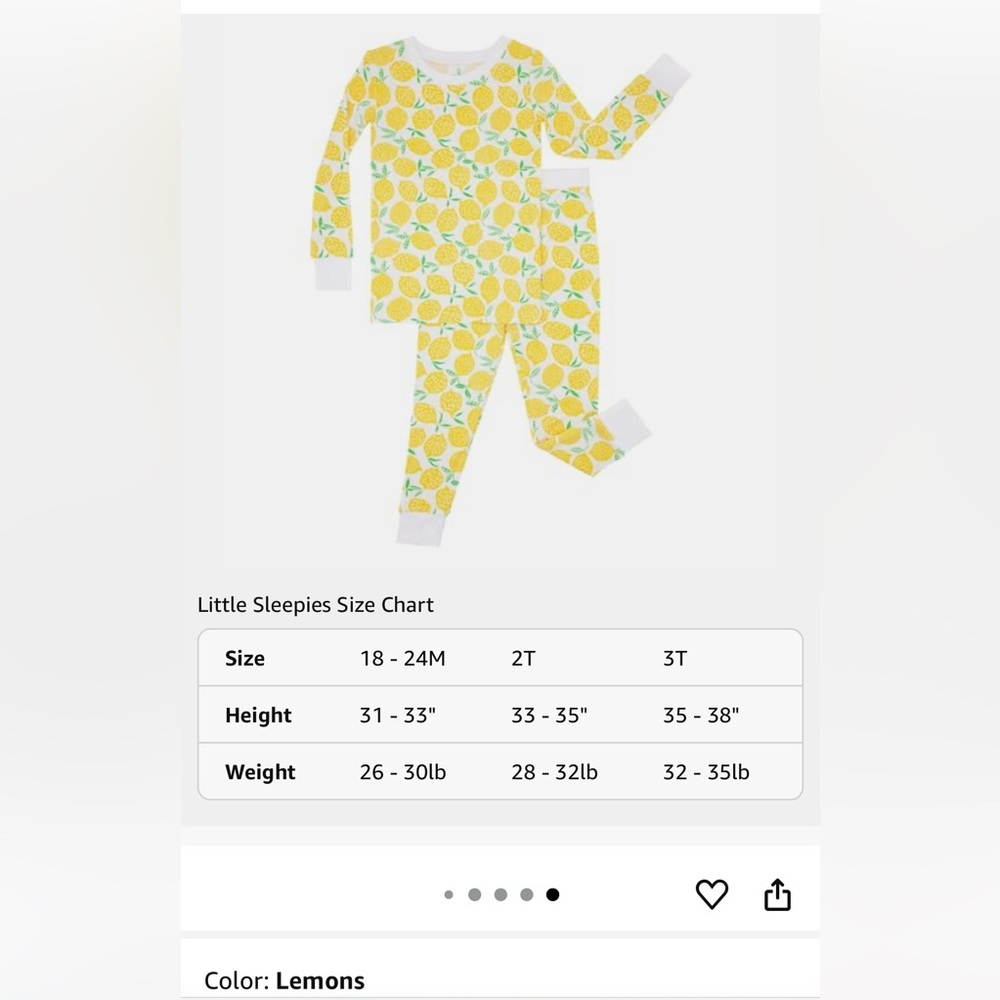 Little Sleepies Lemon 2T Bamboo PJ set